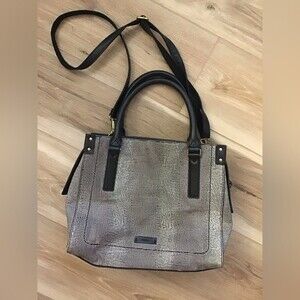 Fossil Claire Satchel/Crossbody Gray/Black Lizard